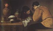 Diego Velazquez Deux Jeunes Gens a table (df02) oil on canvas